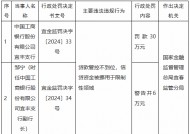 工商银行宜丰支行被罚30万元：贷款管控不到位，信贷资金被挪用于限制性领域