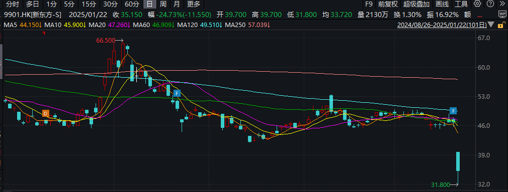 新东方一度跌超30%！董宇辉出走引发连锁反应，东方甄选半年亏损近亿